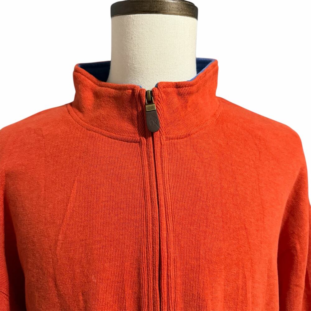 Orvis Men's Orange 100% Cotton 1/4 Zip Mock Neck Pullover Sweater Sz XL Outdoors